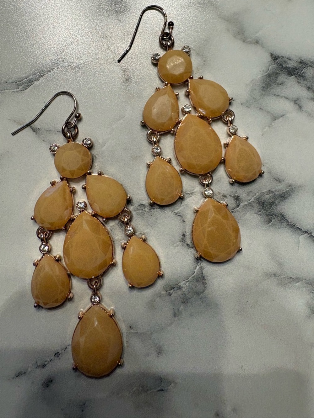 Chandelier Drop Earrings in Pale Pink/Blush